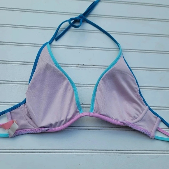 Victoria's Secret Lilac Purple Blue Lace String Bikini Swim Top Triangle 34B - Picture 12 of 12